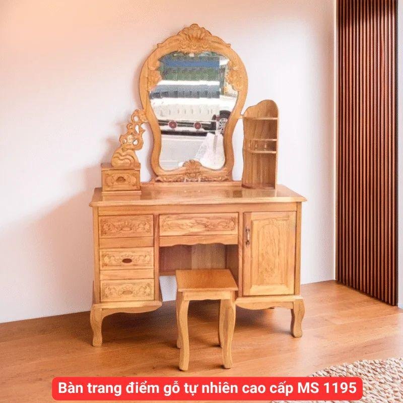 Bàn trang điểm gỗ tự nhiên cao cấp MS 1195 1 Bàn trang điểm gỗ tự nhiên cao cấp MS 1195