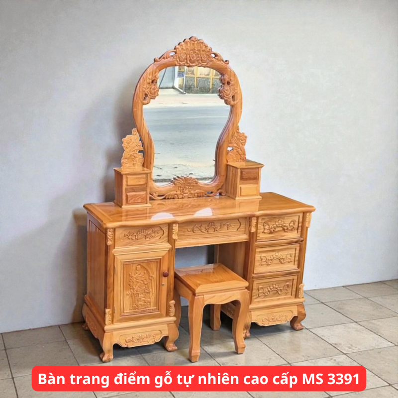 Bàn trang điểm gỗ tự nhiên cao cấp MS 3391 1 Bàn trang điểm gỗ tự nhiên cao cấp MS 3391
