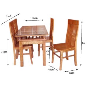 Bộ Bàn Ăn Gỗ Xoan Đào 4 Ghế MS 3249