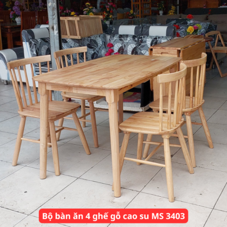 Bộ bàn ăn 4 ghế gỗ cao su MS 3403