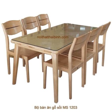 Bộ bàn ăn 6 ghế gỗ sồi MS 1203 Giá bán = 17.800.000 đ Giảm còn = 14.300.000 đ