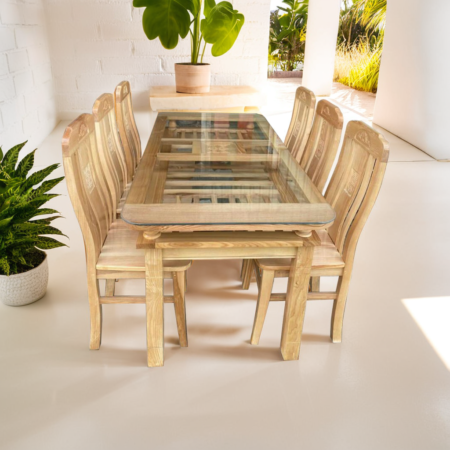 Bộ bàn ăn 6 ghế gỗ tự nhiên MS 3095