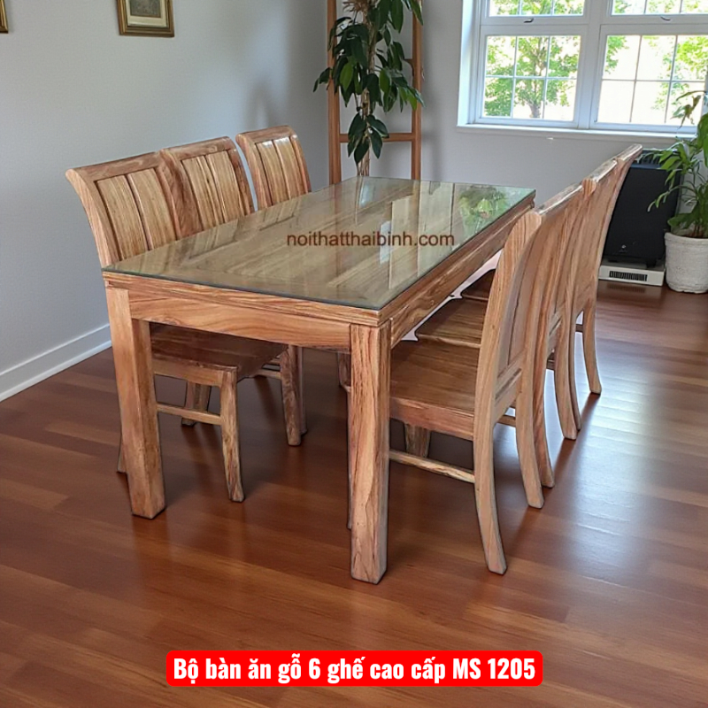 Bộ bàn ăn gỗ 6 ghế cao cấp MS 1205 1 Bộ bàn ăn gỗ 6 ghế cao cấp MS 1205