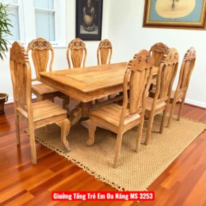 Bộ bàn ăn gỗ gõ đỏ 8 ghế MS 3246