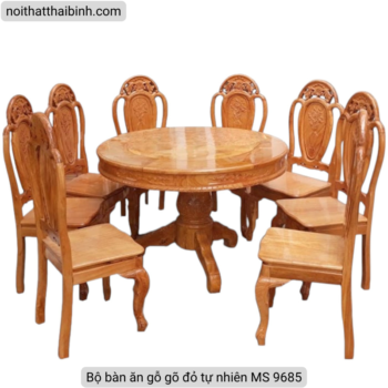 Bộ bàn ăn gỗ gõ đỏ tự nhiên MS 9685 8 Bộ bàn ăn gỗ gõ đỏ tự nhiên MS 9685