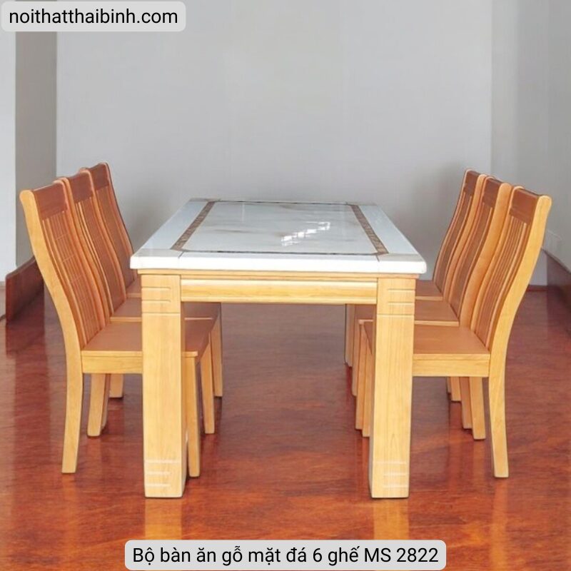 Bộ bàn ăn gỗ mặt đá 6 ghế MS 2822 2 Bộ bàn ăn gỗ mặt đá 6 ghế MS 2822 - Ảnh 2