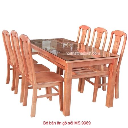 Bộ bàn ăn gỗ sồi MS 9969 Giá bán = 10.500.000 đ - Tặng kính mặt bàn 1m6 dầy 8ly