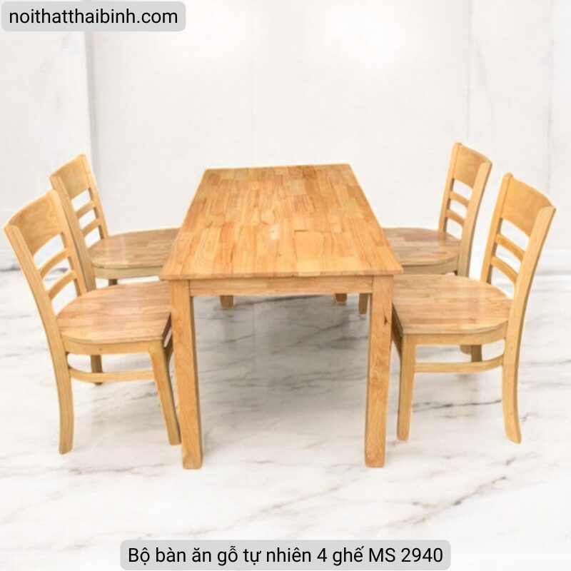 Bộ bàn ăn gỗ tự nhiên 4 ghế MS 2940 5 Bộ bàn ăn gỗ tự nhiên 4 ghế MS 2940 - Ảnh 5