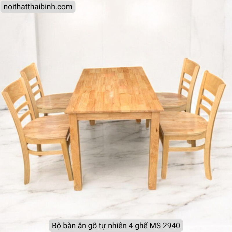 Bộ bàn ăn gỗ tự nhiên 4 ghế MS 2940 5 Bộ bàn ăn gỗ tự nhiên 4 ghế MS 2940 - Ảnh 5