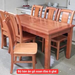 Bộ bàn ăn gỗ xoan đào 6 ghế MS 2901