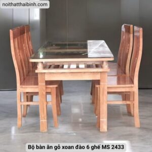 Bộ bàn ăn gỗ xoan đào 6 ghế MS 2433 11 Bộ bàn ăn gỗ xoan đào 6 ghế MS 2433
