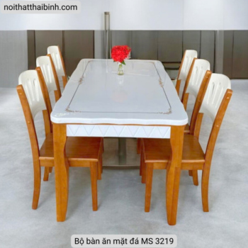 Bộ bàn ăn mặt đá MS 3219 8 Bộ bàn ăn mặt đá MS 3219