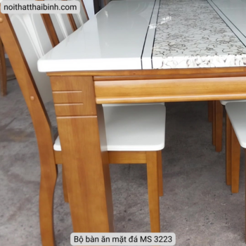 Bộ bàn ăn mặt đá 6 ghế da MS 2735