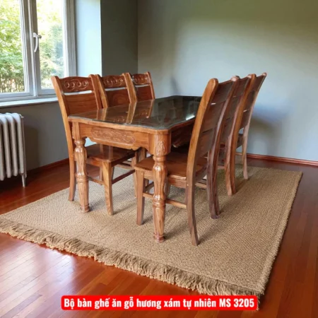Trường kỷ gỗ gõ đỏ MS 2776 23 Bộ bàn ghế ăn gỗ hương xám tự nhiên MS 3205