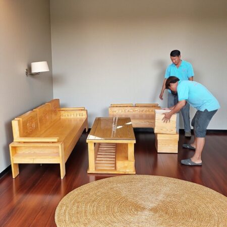 Bộ salon gỗ gõ đỏ tay 12 MS 2819