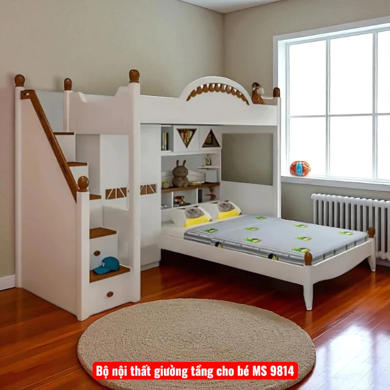 Bộ nội thất giường tầng cho bé MS 9814 1 Bộ nội thất giường tầng cho bé MS 9814