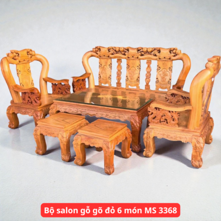Bộ salon gỗ gõ đỏ 6 món MS 3368