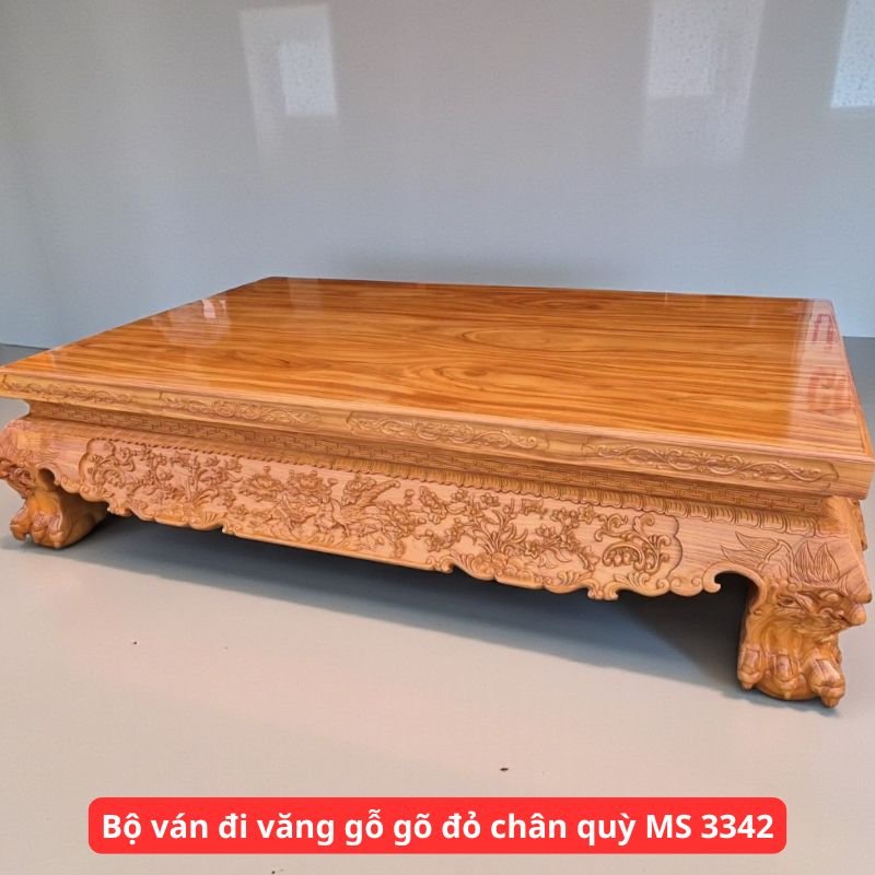 Bộ ván đi văng gỗ gõ đỏ chân quỳ cao cấp MS 3342 1 Bộ ván đi văng gỗ gõ đỏ chân quỳ cao cấp MS 3342