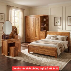 Combo nội thất phòng ngủ gỗ MS 3411
