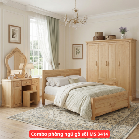 Combo phòng ngủ gỗ sồi MS 3414