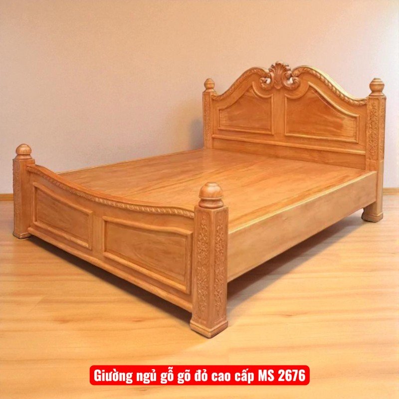 Giường ngủ gỗ gõ đỏ cao cấp MS 2676 1 Giường ngủ gỗ gõ đỏ cao cấp MS 2676