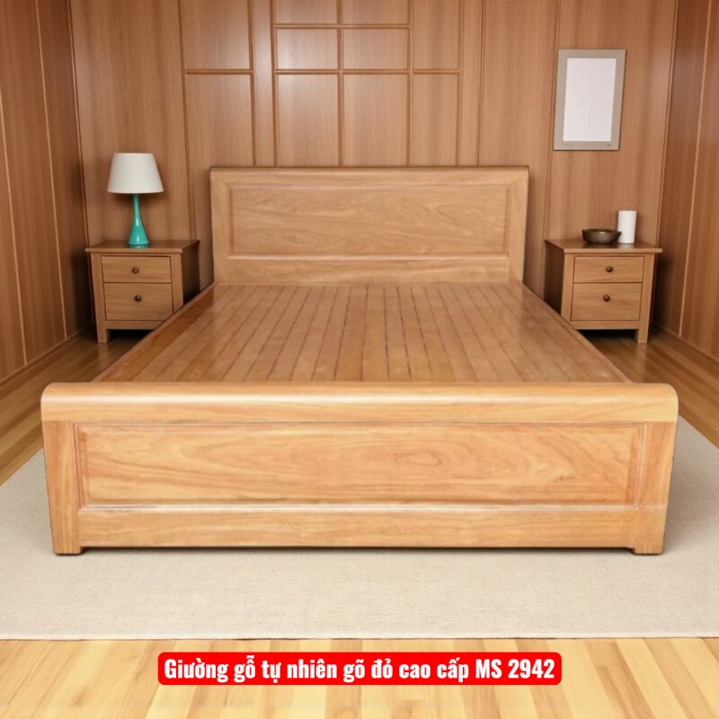 Giường Ngủ Gỗ Tự Nhiên Vân Gõ Dát Phản MS 2942 1 Giường Ngủ Gỗ Tự Nhiên Vân Gõ Dát Phản MS 2942