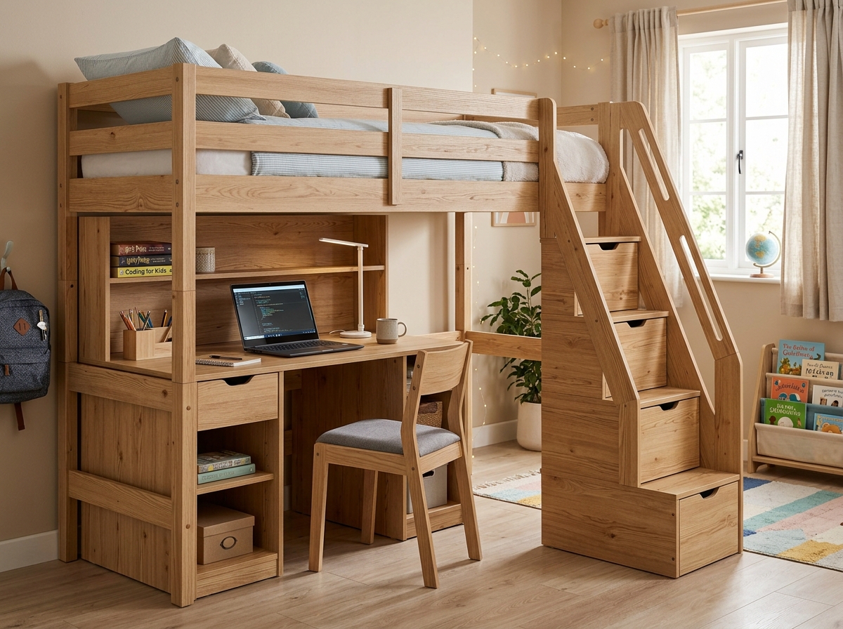 Giường Tầng Bàn Học Cho Bé