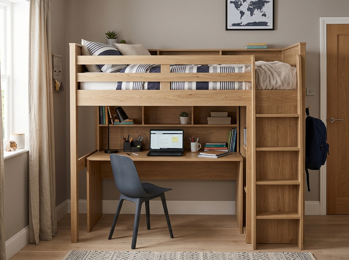 Giường Tầng Có Bàn Học