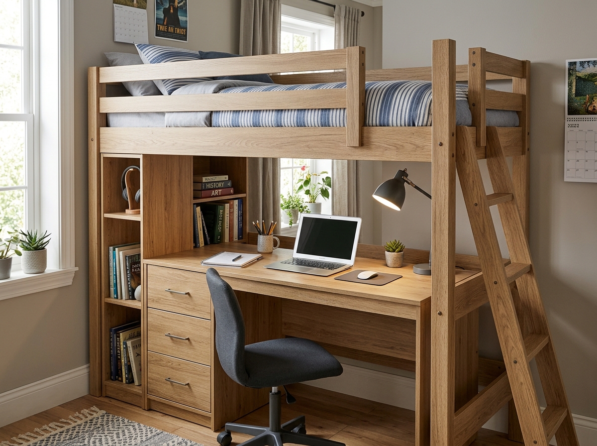 Giường Tầng Có Bàn Học