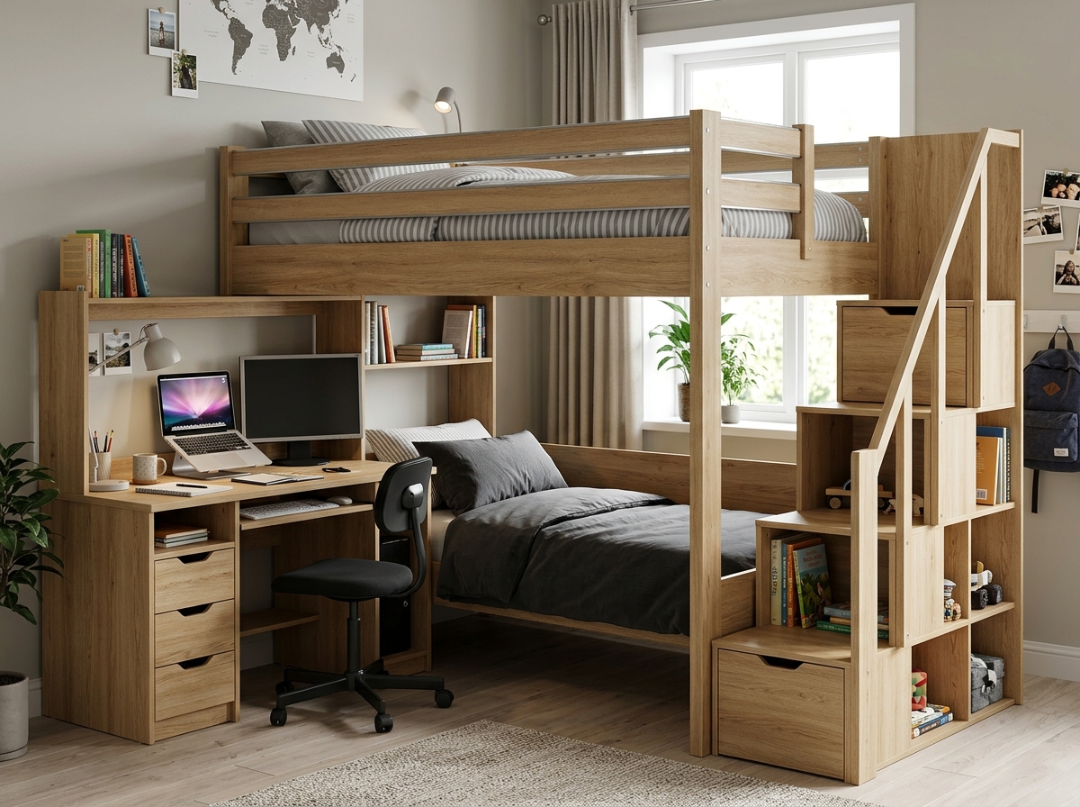 Giường Tầng Có Bàn Học Giá Rẻ (1)