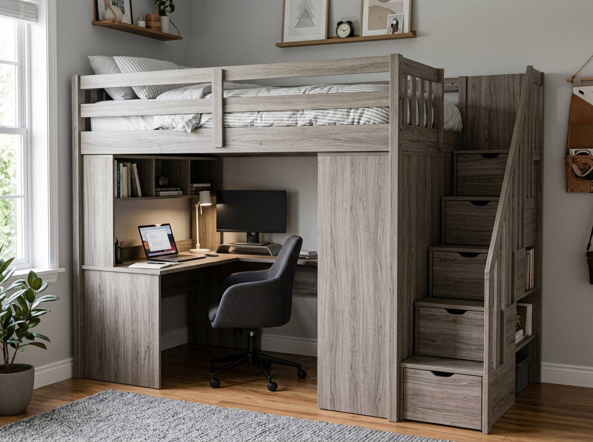 Giường Tầng Thông Minh Có Bàn Học