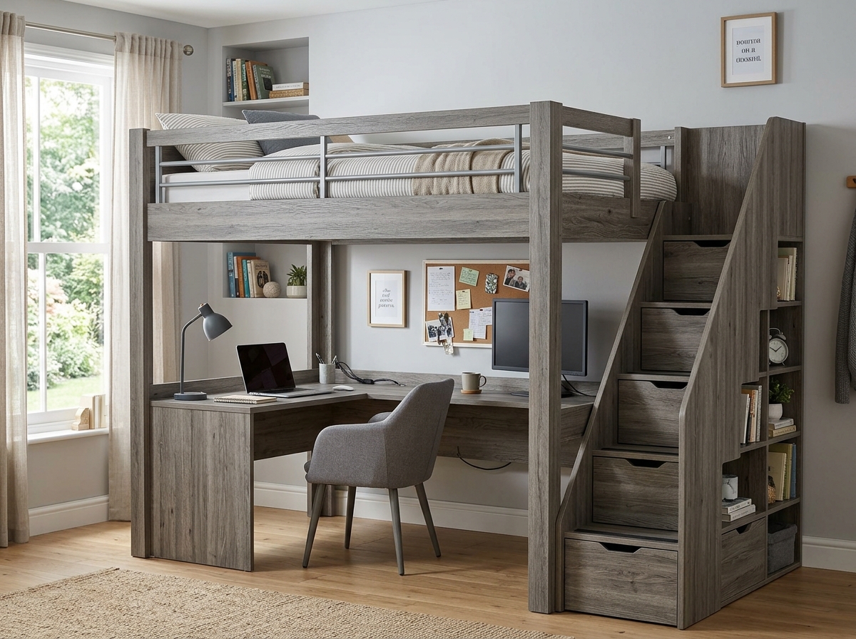 Giường Tầng Thông Minh Có Bàn Học