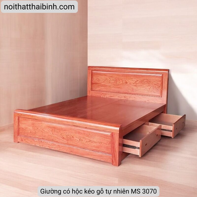 Giường có hộc kéo gỗ tự nhiên vân hương đá MS 3070 1 Giường có hộc kéo gỗ tự nhiên vân hương đá MS 3070