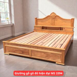 Giường gỗ gõ đỏ hiện đại MS 3394