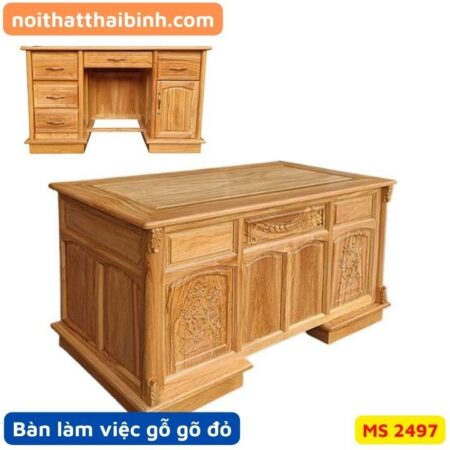 Bàn làm việc gỗ gõ đỏ 1m2 MS 2497