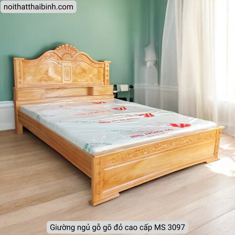 Giường ngủ gỗ gõ đỏ cao cấp MS 3097 1 Giường ngủ gỗ gõ đỏ cao cấp MS 3097