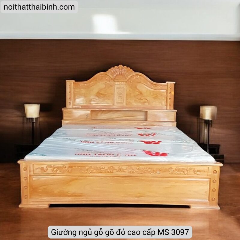 Giường ngủ gỗ gõ đỏ cao cấp MS 3097 6 Giường ngủ gỗ gõ đỏ cao cấp MS 3097 - Ảnh 6