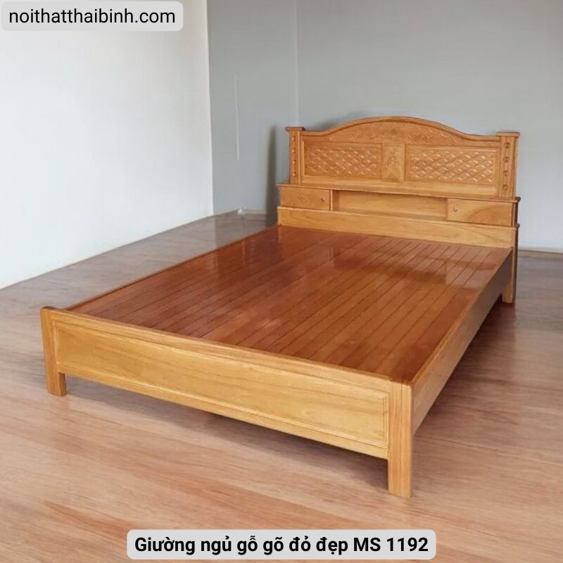 Giường ngủ gỗ gõ đỏ đẹp MS 1192 1 Giường ngủ gỗ gõ đỏ đẹp MS 1192