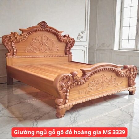 Giường ngủ gỗ gõ đỏ hoàng gia MS 3339