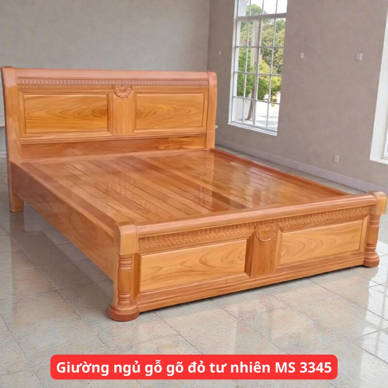 Giường ngủ gỗ gõ đỏ tư nhiên MS 3345 1 Giường ngủ gỗ gõ đỏ tư nhiên MS 3345
