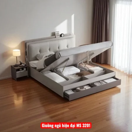 15 mẫu giường ngủ hiện đại đơn giản Dành Cho Không Gian Nhỏ 9 Giường ngủ hiện đại MS 3201