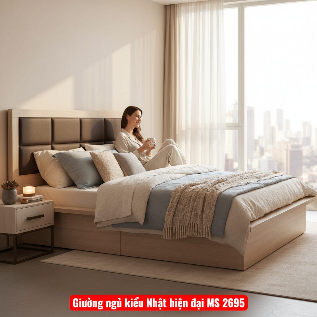Giường ngủ kiểu Nhật hiện đại MS 2695 1 Giường ngủ kiểu Nhật hiện đại MS 2695
