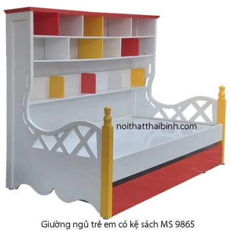 Giường ngủ trẻ em có kệ sách MS 9865 Giá bán = 9.500.000đ