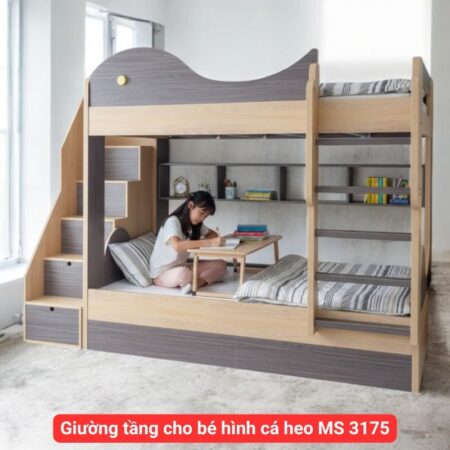 Giường tầng cho bé hình cá heo MS 3175