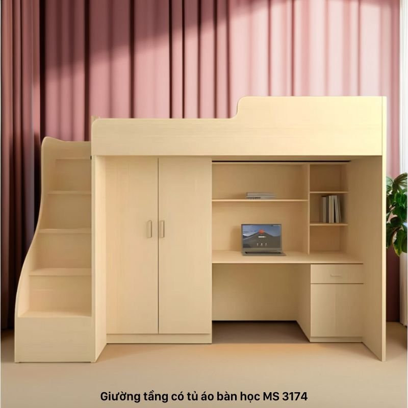 Giường tầng có bàn học ở dưới MS 3174 1 Giường tầng có bàn học ở dưới MS 3174