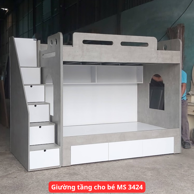 Giường tầng cho bé có ngăn kéo MS 3424 1 Giường tầng cho bé có ngăn kéo MS 3424
