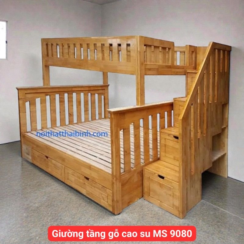 Giường tầng gỗ cao su MS 9080 1 Giường tầng gỗ cao su MS 9080