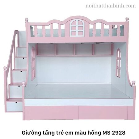 Giường tầng trẻ em màu hồng MS 2928