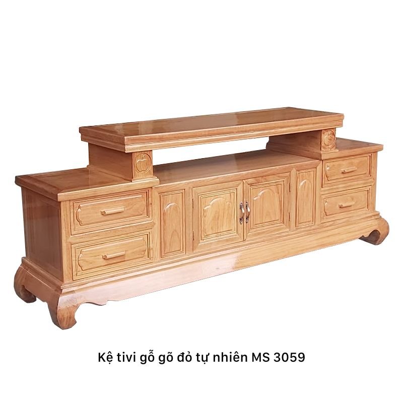Kệ tivi gỗ gõ đỏ MS 3059 6 Kệ tivi gỗ gõ đỏ MS 3059 - Ảnh 6