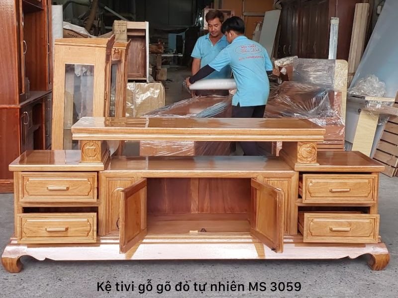 Kệ tivi gỗ gõ đỏ MS 3059 9 Kệ tivi gỗ gõ đỏ MS 3059 - Ảnh 9